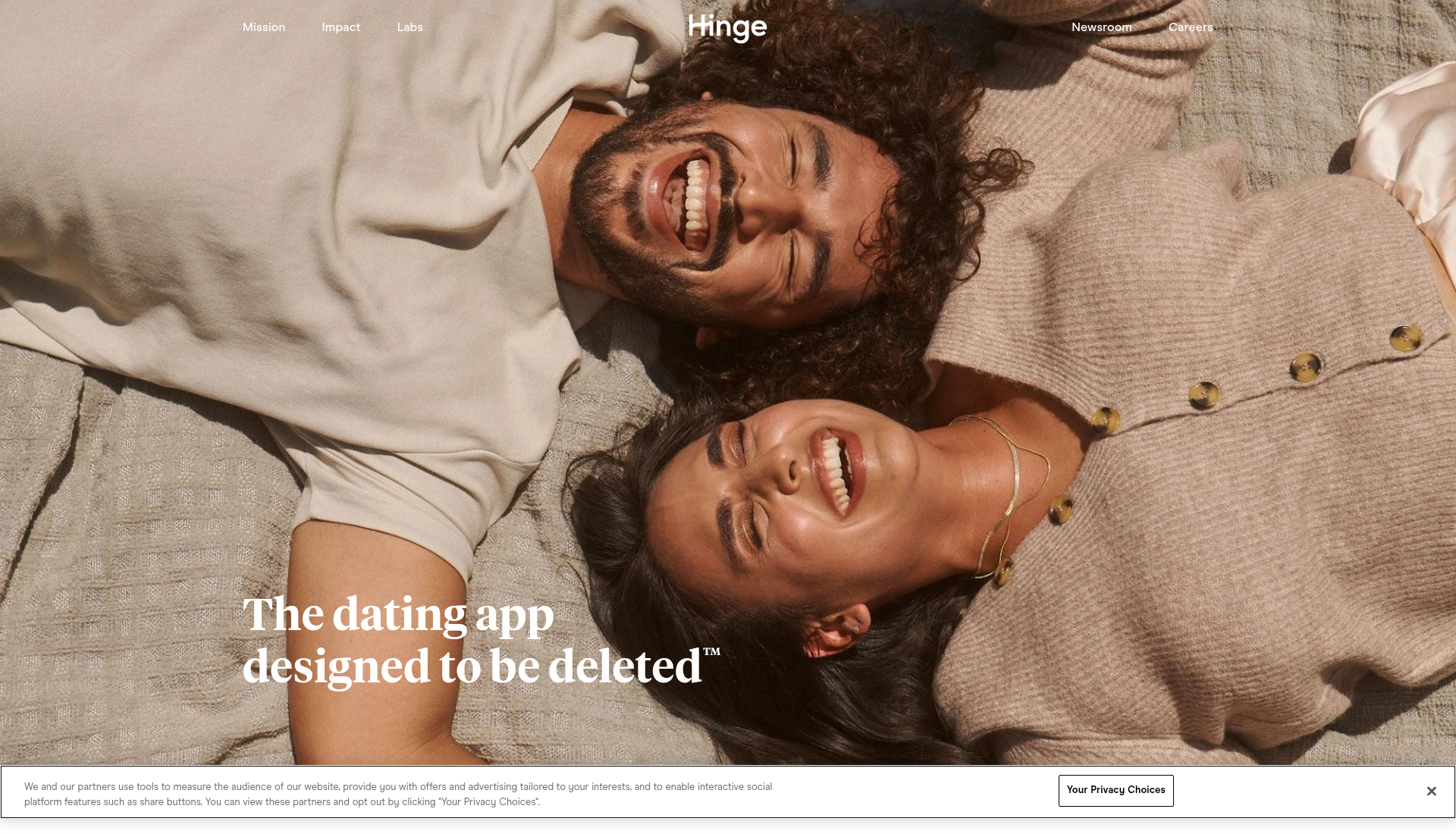 Hinge hjemmeside screenshot 2026